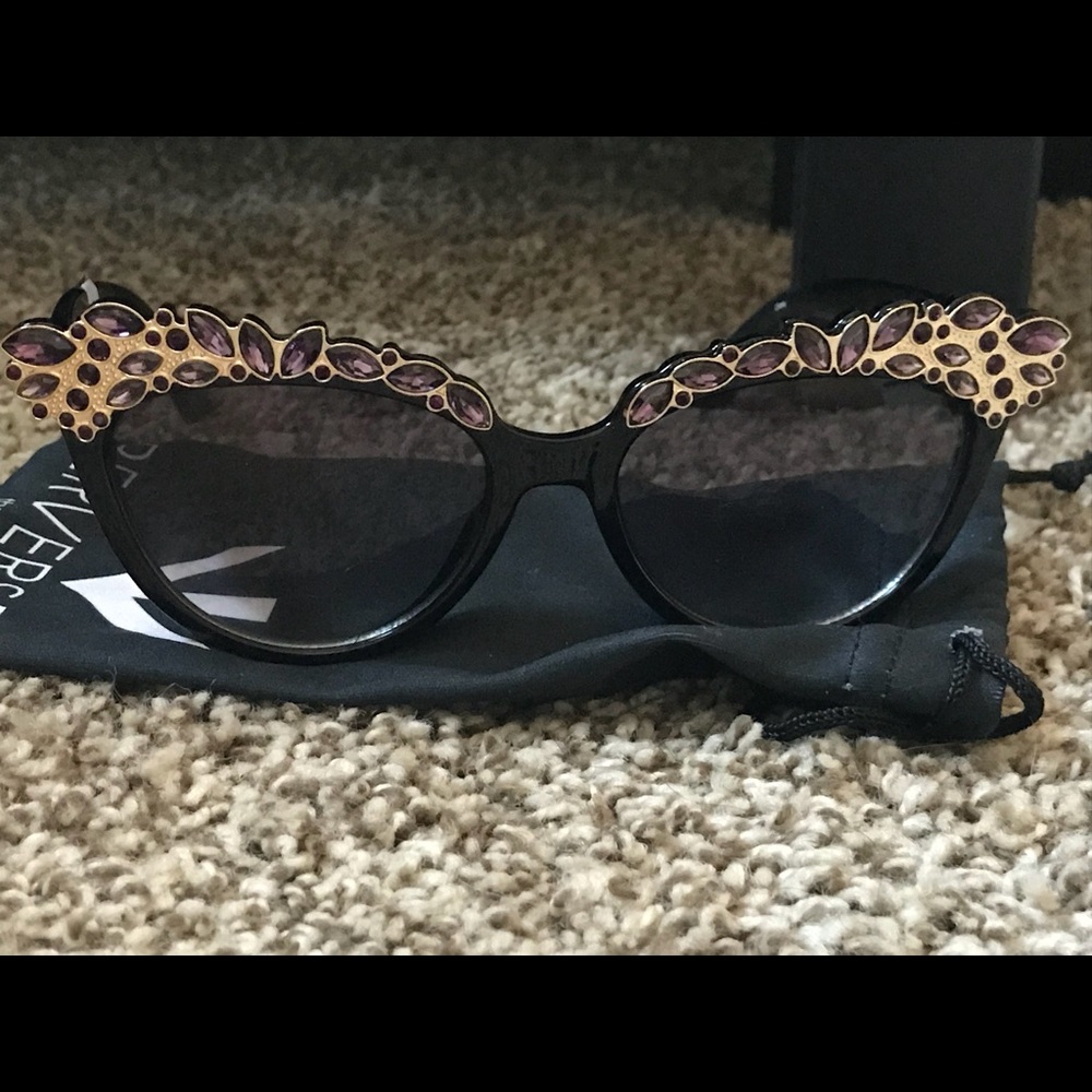 Black Jeweled Rim Sunglasses